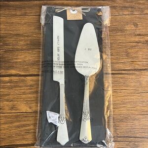 Mud Pie Wedding Silver Cake Knife and Server Set